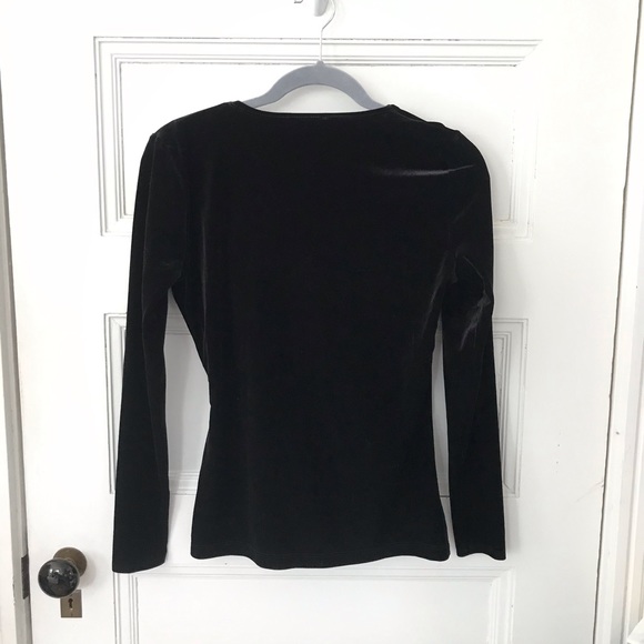 J.Crew Mercantile Black Stretch Velvet Wrap Top - Picture 7 of 7